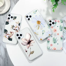 Funda para teléfono con patrón de hoja de flores para iPhone 11 Pro Max XR X XS Max funda para iPhone 5 y 5s SE 6 7 6S 8 Plus funda mate transparente de silicona(China)