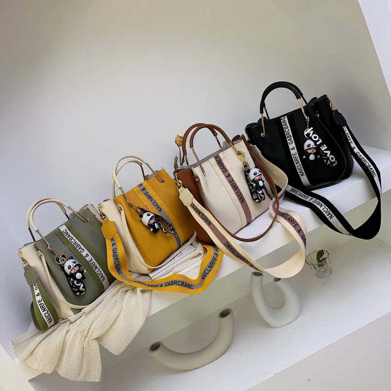 

New Arrival Bag Women's 2019 Korean-style-Style Contrast Color Handbag Women's Large Wide-Strap Crossbody Bag