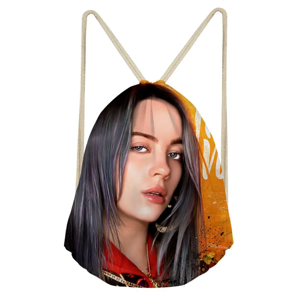 CDGX2035Z3 Крутой Рэппер Billie Eilish Сумки на шнурке для женщин и девочек рюкзак на шнурке Детский рюкзак на шнурке дорожный мешочек для хранения - Цвет: CDGX2035Z3