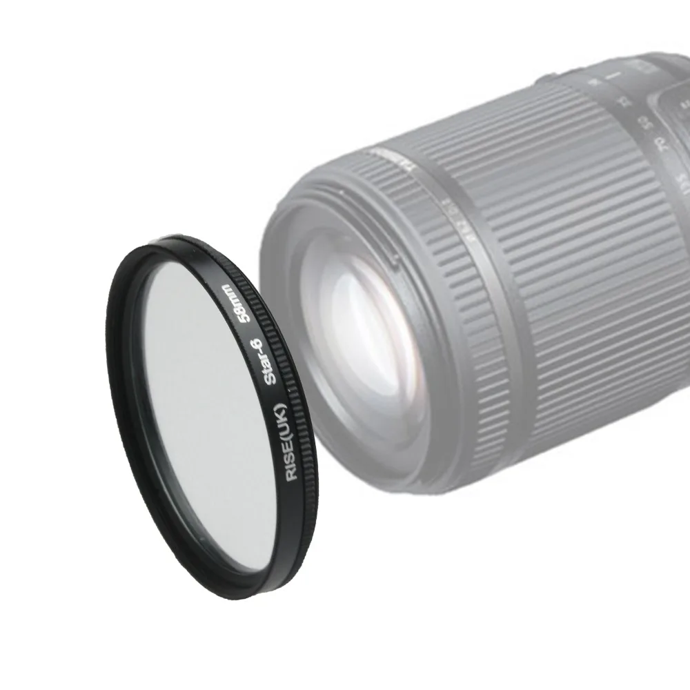 Солнцезащитные очки в RISE(Великобритания) 58 мм 6X 6-точечный Звездный фильтр для объектива с различным количеством лучей для цифровых зеркальных фотокамер