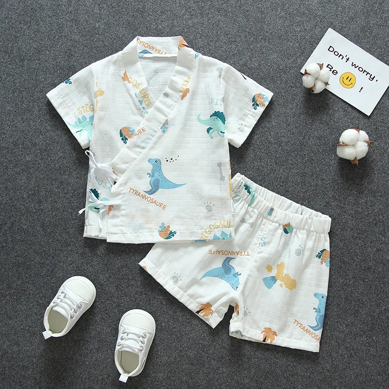 

Children Homewear Set 2019 Summer New Style BOY'S 100% Cotton Gauze Pajamas Two-Piece Set Girls Baby Household