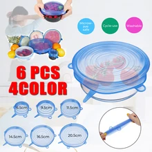 6 шт силиконовые многоразовые Эластичные крышки Универсальная крышка пищевая фруктовая обертка миска горшок силиконовые крышки Сковорода кухонные инструменты приспособление
