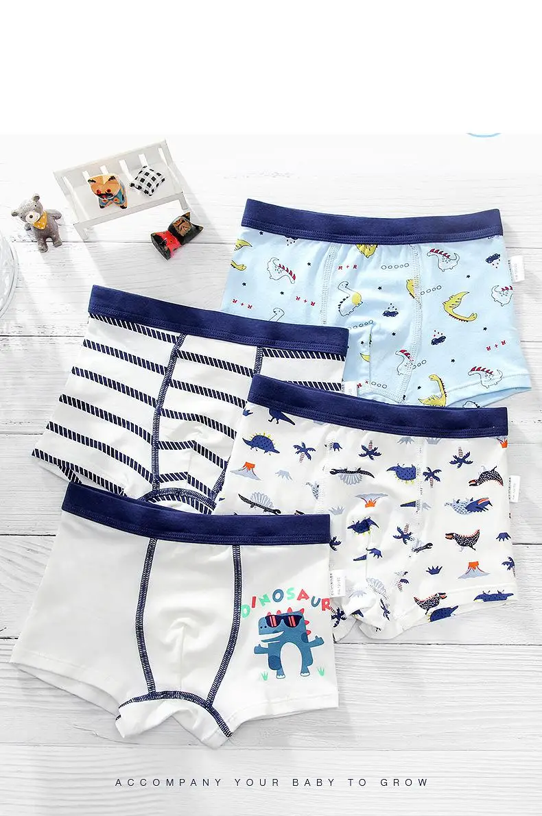 Calcinha para Meninos do Bebê Interior das Crianças Cuecas para Meninos Lote Algodão Macio Respirável Bonito Calças Crianças Jovens Boxer Roupa 4 Pçs - 4 Cheap Roupa íntima