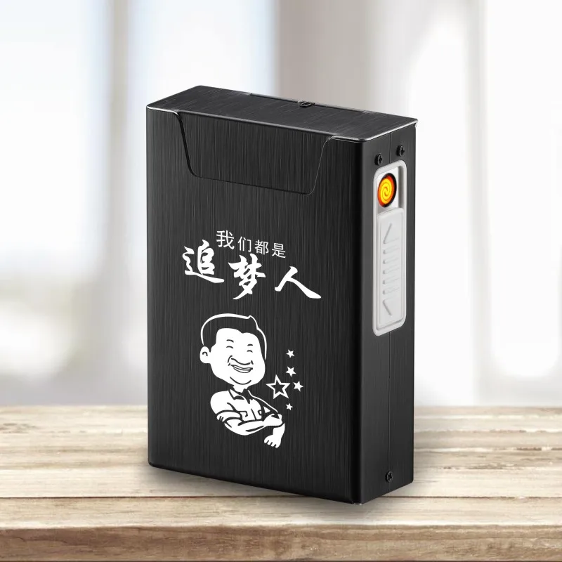Dream Cigarette Case Box Lighter for Smoking Aluminum Alloy USB Rechargeable Lighter Windproof Lighter Case Electronic Gadgets - Цвет: Dream