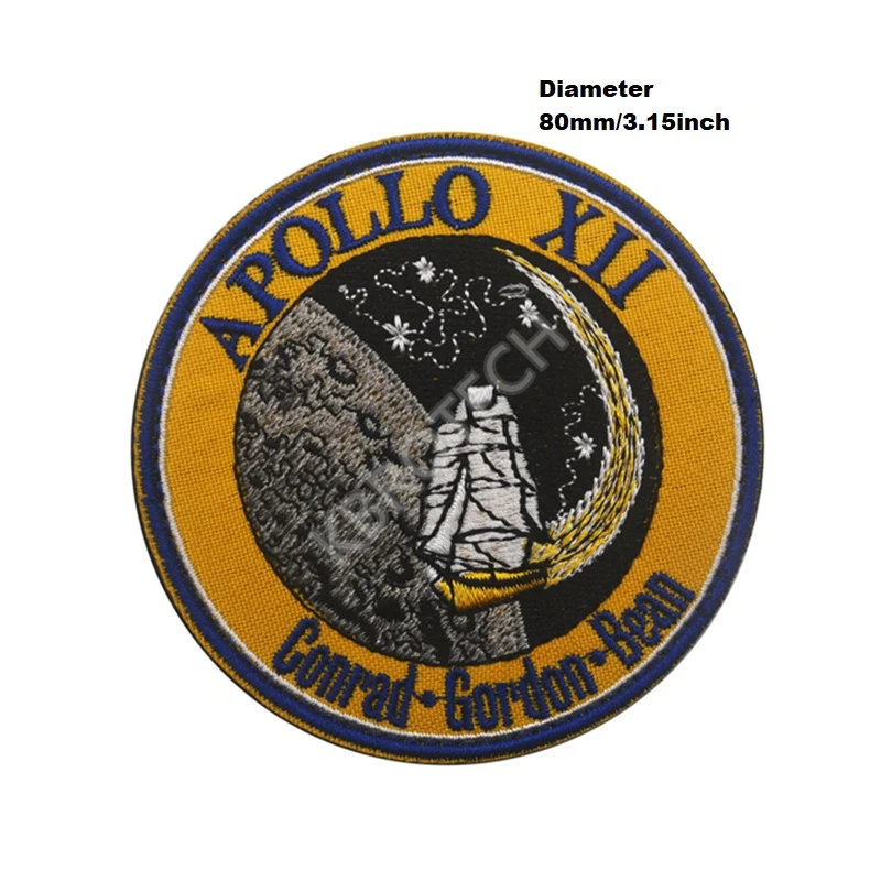 Apollo программа вышивка патч, вышитые патчи Военная Тактическая повязка на руку Наплечная Марка Вышивка для одежды - Цвет: APOLLO 12