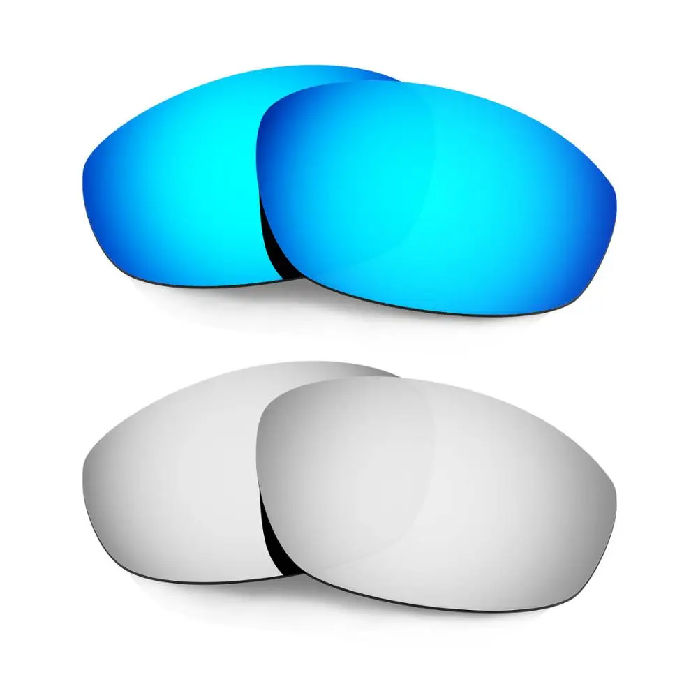 

HKUCO For Whisker Sunglasses Polarized Replacement Lenses 2 Pairs Blue & Silver