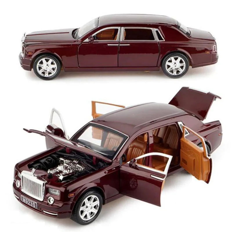 2 цвета, 1:24, 20,5 см, Rolls-Royce Phantom, со звуком и светильник, откатная модель, литая под давлением, мини-игрушки, коллекционные подарки для детей