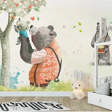 Diantu окрашенная Большая фреска милые медведи дерево 3d мультфильм обои фрески для детской комнаты 3d мультфильм настенная бумага наклейка