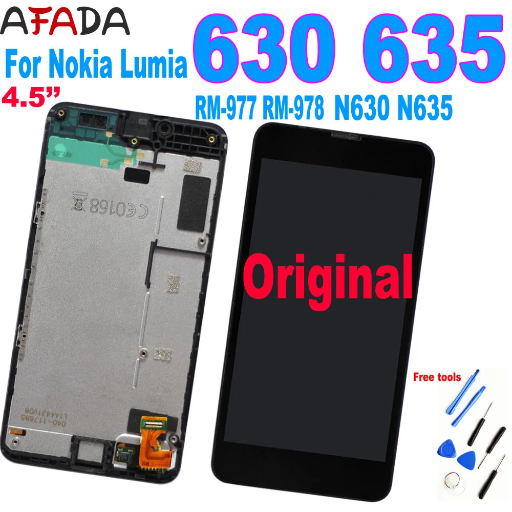 

4.5" For Nokia Lumia 630 635 RM-977 RM-978 LCD Display Touch Screen Digitizer Assembly With Frame For Microsoft 630 LCDs