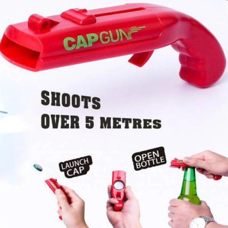 Openers Spring Cap Catapult Launcher Gun Shape Bottle Opener Cap