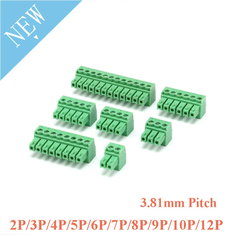 

5pcs 2P/3P/4P/5P/6P/7P/8P/9P/10P/12P KF2EDG3.81 Pluggable Terminal Block Connector 3.81mm Pitch 300V 8A