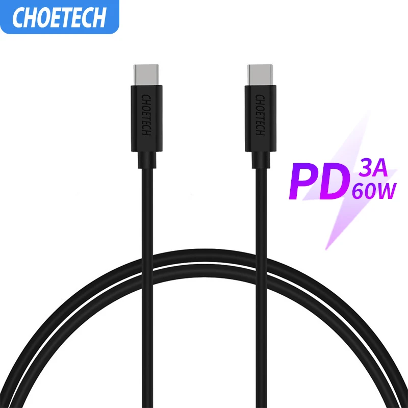 CHOETECH 3 м USB C к USB C кабель для samsung Galaxy S9 S8 Note 9 8 Поддержка PD 60 Вт QC3.0 3A шнур быстрой зарядки для устройств type-C