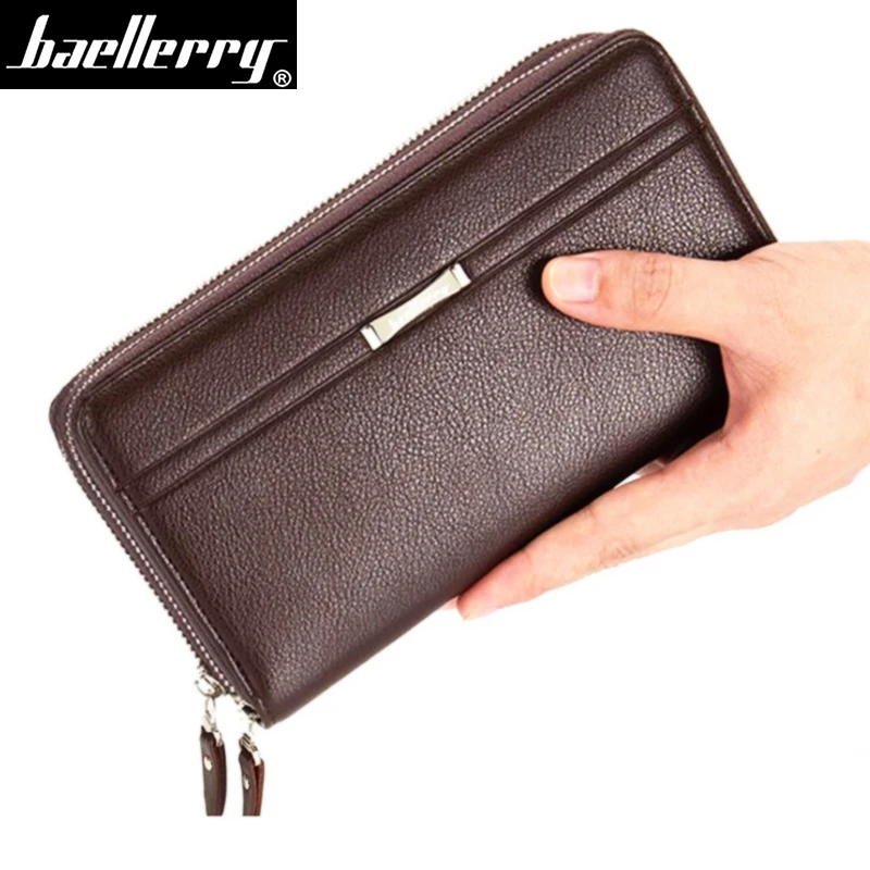 

Multifunction Men Leather Wallets Double Zipper Vintage Large Wallet Casual Purse Card Holder Business Male Clutch Coin pocket