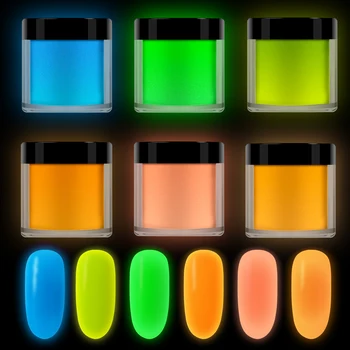

RIKONKA Hot Sale Neon Phosphor Powder Fluorescent Nail Dipping Powder Colorful Luminous Pigment Nail Glitters Glow In The Dark