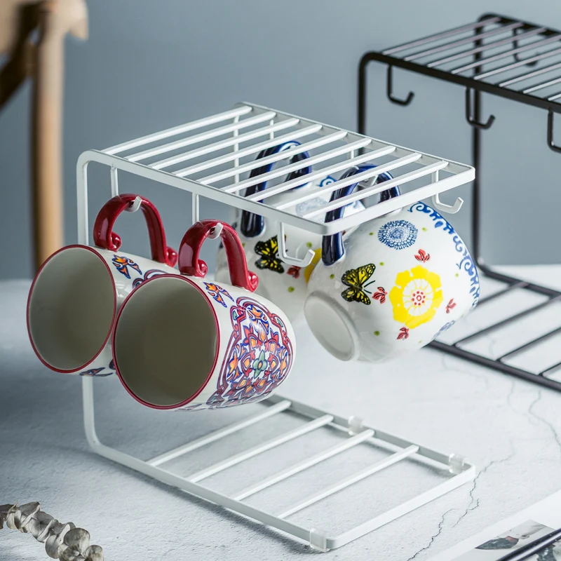Coffee Cup Shelf Rack Iron Mug Hanging Holders Under Cupboard Shelf