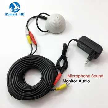 CCTV 고감도 마이크 보안 카메라, RCA 오디오 마이크, DC 전원 20m 케이블, 가정 보안 DVR 시스템용, DC 6-12V DC 추가