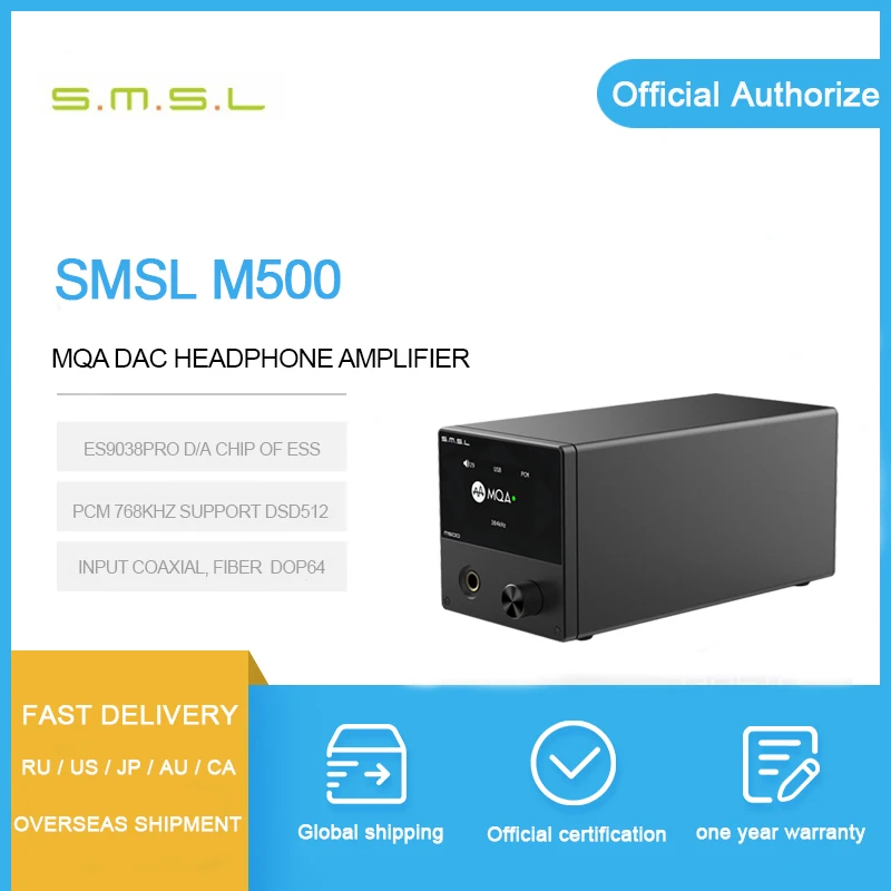 SMSL M500 MQA ЦАП для наушников Расшифровка усилителей USB ЦАП XMOS XU216 ES9038PRO DSD512 32 бит/768 кГц OPA1612 USB/OPT/коаксиальный вход