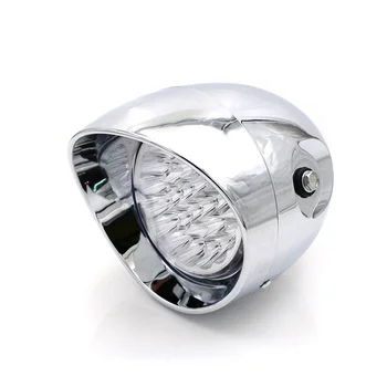 

LED Chrome Bullet Cafe Racer Headlight Lamp Light Cruiser Choppers GN Universal