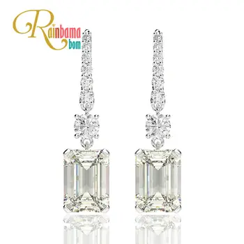

Rainbamabom 925 Solid Sterling Silver Created Moissanite Gemstone White Gold Drop Dangle Hook Earrings Fine Jewelry Wholesale