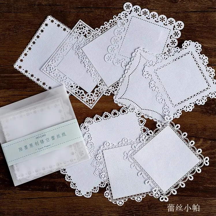 10PCS Hollow Out Lace Paper Butterfly Flower-Window Lace Retro Decorative Sticker DIY Scrapbooking Label Diary Album - Цвет: no gum