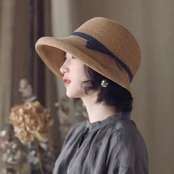 

202005-yy new japan design grace Curling brim grass holiday lady sun cap women leisure beach hat