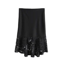 Новые женские почувствовал форма в виде рыбьего хвоста кружева шить джинсовые шорты, с завышенной талией, эластичные юбки