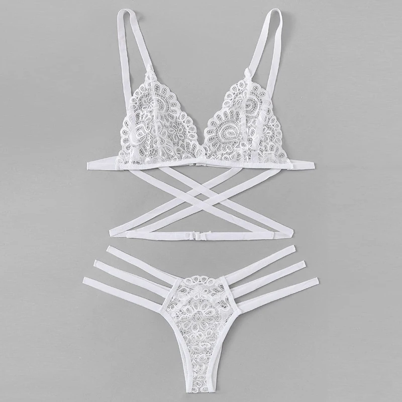 Women Lingerie Bra Set Lace Sling Bra Thong Set Bandage Underwear Sleepwear women lingerie