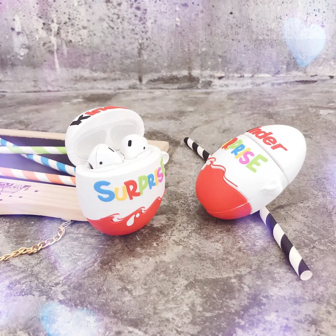 

Fun eggs Wireless Bluetooth Earphone Case for AirPods 2 Chocolate surprise Box 3D soft Silicone for Apple Airpods Headphone case