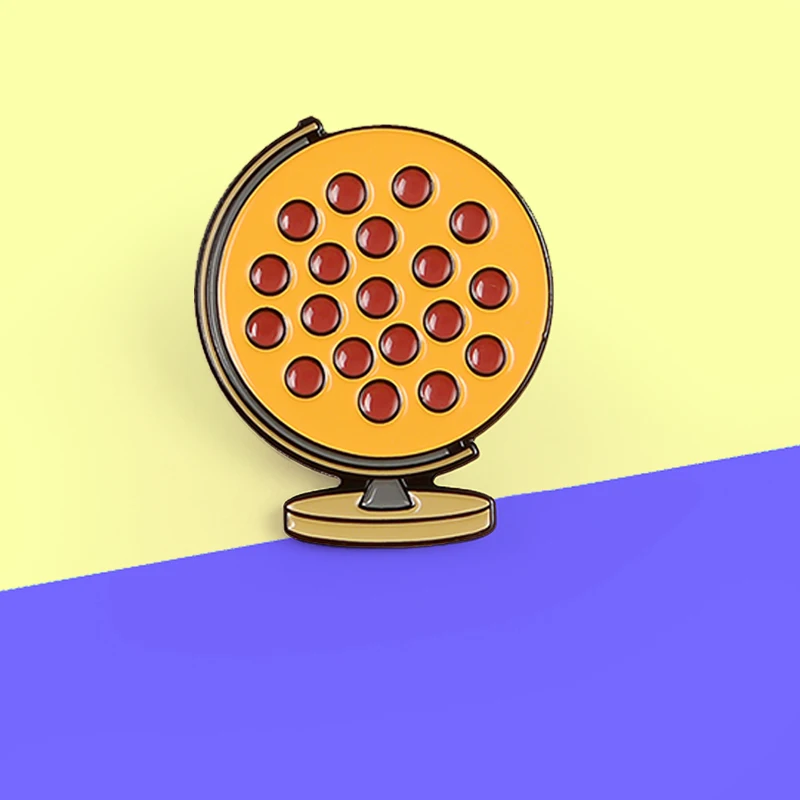 Cute Pizza Globe Spille Custom Smalto Pin S Globe Spilla Small World Map Badge Adventure Pin Gioielli Da Viaggio Regalo Per Bambini