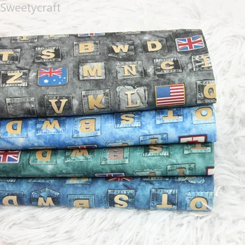 

110x45cm Thin 100% Cotton fabric by half Yard Printed Country Banner Cloth for DIY sewing Dress Bedding patchwork Cowboy fabrics
