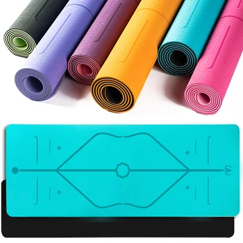

TPE Yoga Mat with Positioning Line Fitness Gymnastic Mat Double-layer Non-slip Beginner Sports Carpet Mat Ladies 6mm Yoga Mat