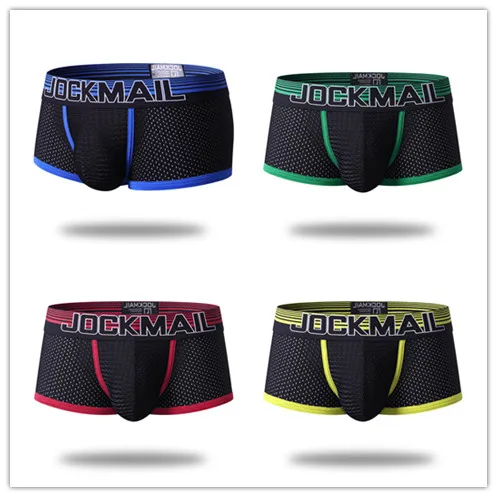 JOCKMAIL дышащие сетчатые шелковые мужские боксеры шорты 12 углов нижнее белье
