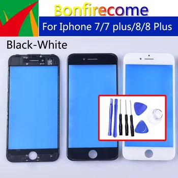 For Iphone-7/7G/7 plus/7plus/8/8 Plus/8plus LCD Front Touch Screen Glass Outer Lens Replacement with frame and OCA complete