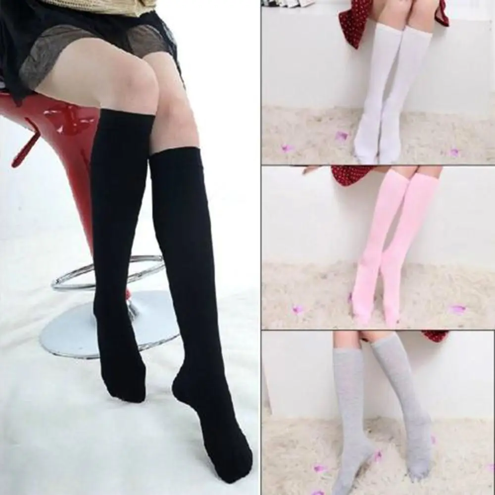 

1 Pair Women's Socks Autumn Fashion Long Socks Preppy Style High Elastic Relief Pattern Compression Sports Sock