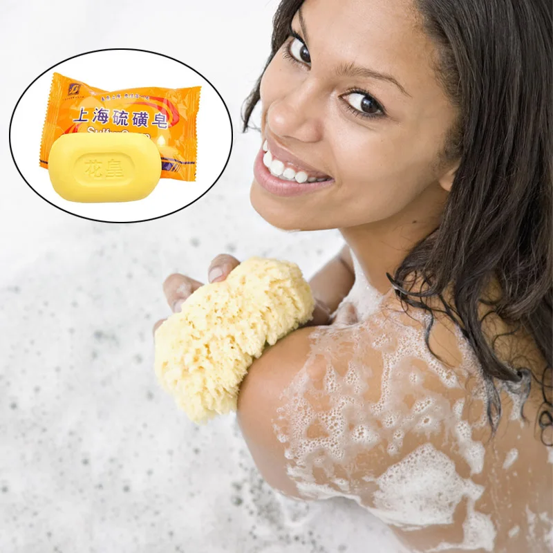 85g Shanghai Sulfur Soap Sulphur Soap Skin Care Dermatitis Fungus Eczema Anti Bacteria Fungus Shower Bath Whitening Soaps
