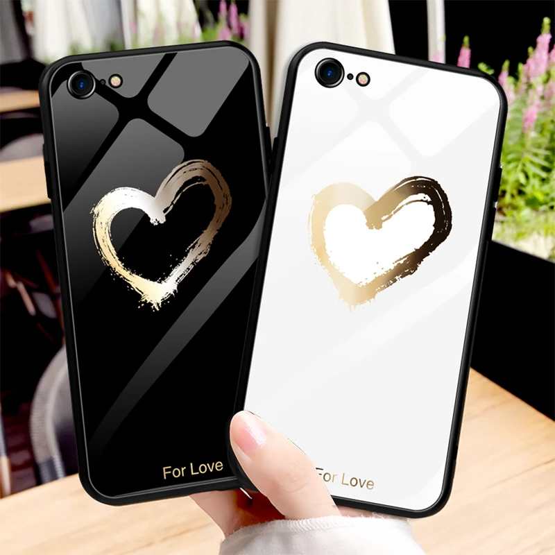 Чехол для телефона из закаленного стекла для iPhone XS Max, чехол для iPhone XR, XS X 7, 8, 6 S, 6 S, 7 Plus, Модный чехол с цветочным узором и узором в виде сердца