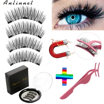 

2 pairs 4 pieces 3 magnet false eyelashes natural magnetic eyelashes 3D false eyelashes makeup eyelash tools wholesale