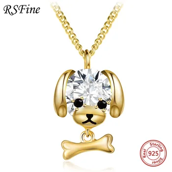 

925 sterling silver cute puppy necklace mascot Diamond inlaid fashion Fine jewelry for mother women wholesale free shipping