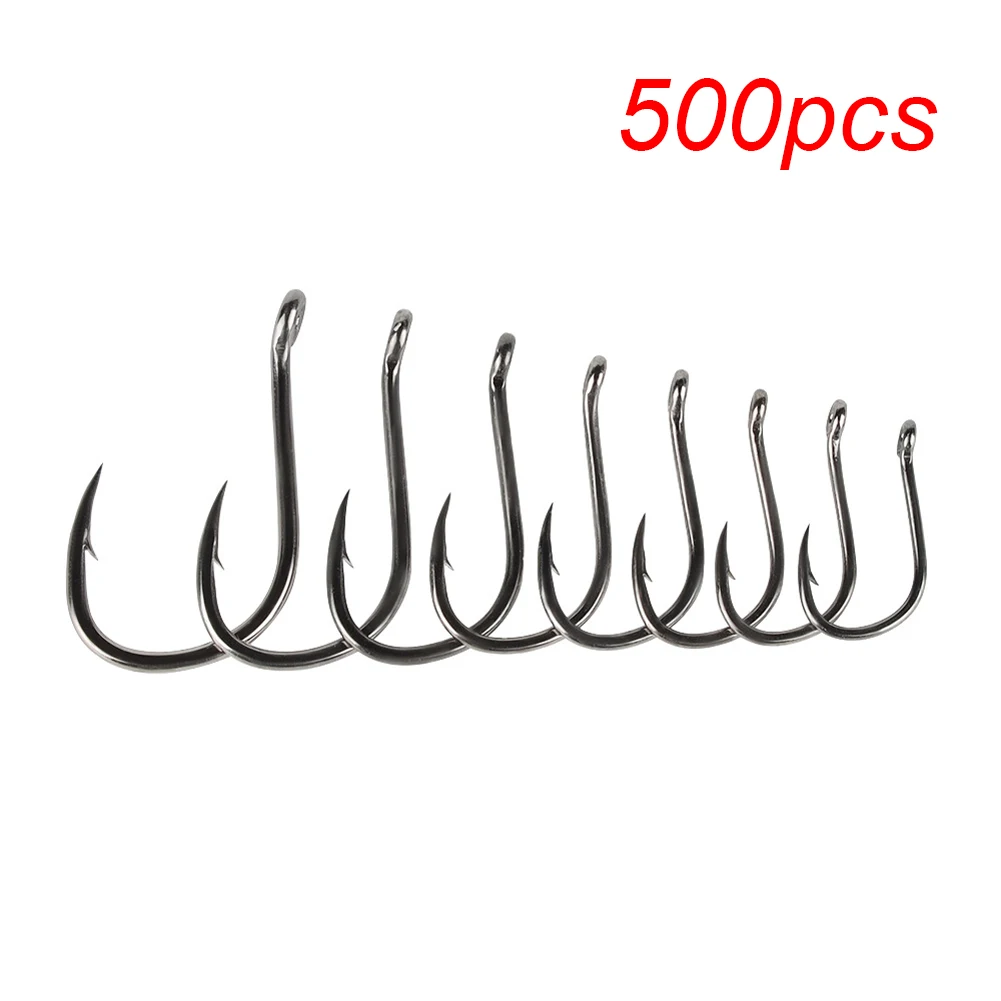 500pcs Carbon Steel Fishhooks Lure with Ring Hole Sharp Barbed Hooks Fishing Tackle Accessories | Спорт и развлечения