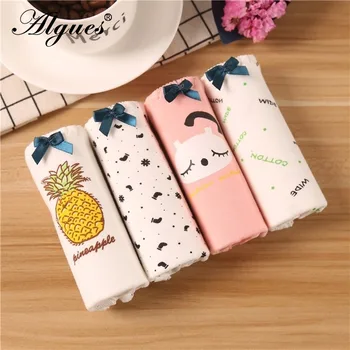 

4Pcs/set Kawaii Cute Cartoon Pineapple Fruits Low-rise Girls Women Panties Cotton Skin-friendly Female Underwear Briefs Lingerie