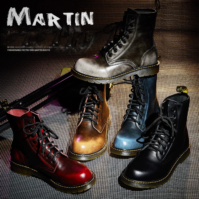 

Men Shoes New Genuine Leather Ankle Martin Boots for Women Casual Dr. Motorcycle Shoes Warm Winter Men Boots Work Safety Boots