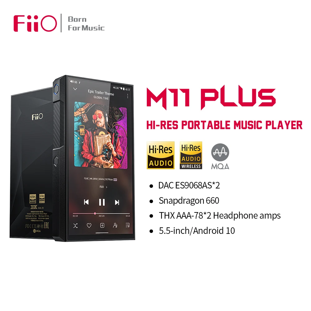 Музыкальный плеер FiiO M11 Plus MP3 с высоким разрешением Android 10/MQA/DAC ES9068AS * 2 DSD512 Bluetooth 5 0
