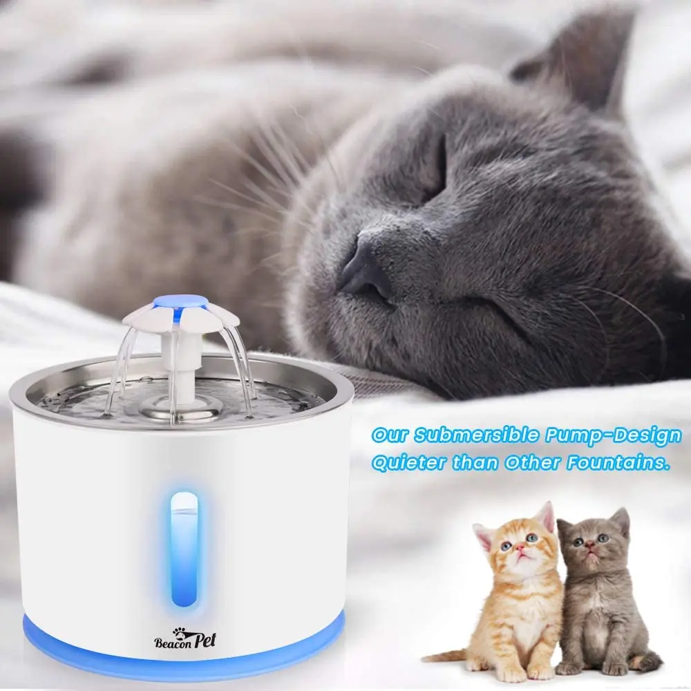 bebedouro automático para pets de fonte de água em aço inoxidável com luzes para cães gatos