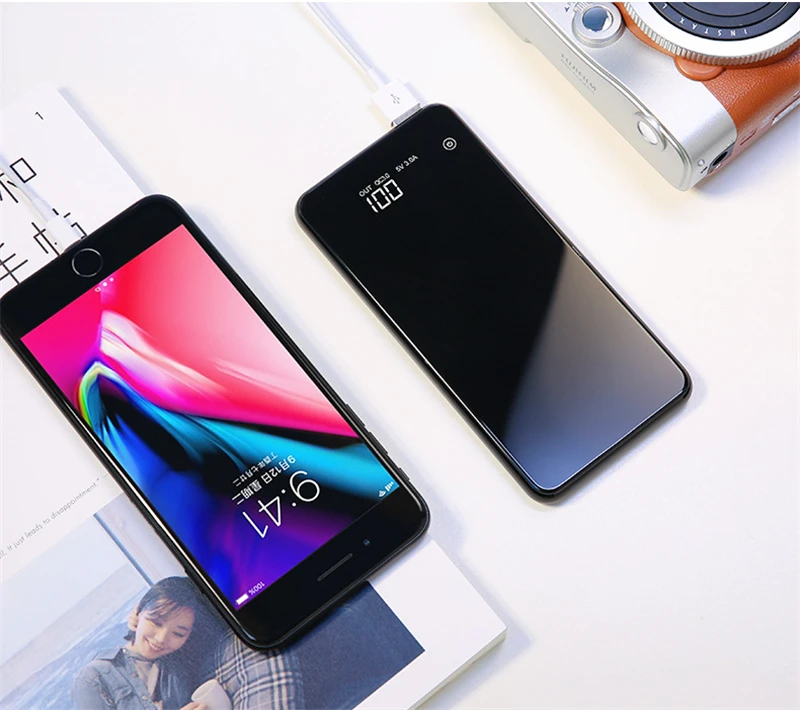 Ультратонкое зеркало power Bank для iPhone Xiaomi Dual USB Быстрая Зарядка power bank 10000 мАч переносной внешний аккумулятор
