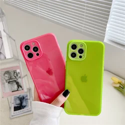 12 Pro Case Neon Fluorescence TPU Silicone Camera Lens Protect Clear Cover for iPhone 11 Pro Max 7 8 Plus XR XS X 12 Cases TPU