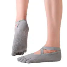 2 шт., женские нескользящие носки для йоги с 5 пальцами, с открытой спиной, силиконовые женские носки для балета, танцев, тренажерного зала, фитнеса, пилатеса, дышащие хлопковые носки