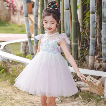 

2020 Summer korean style Lace princess party dress sweet cute baby girls tutu dresses fashion children birthday vestidos