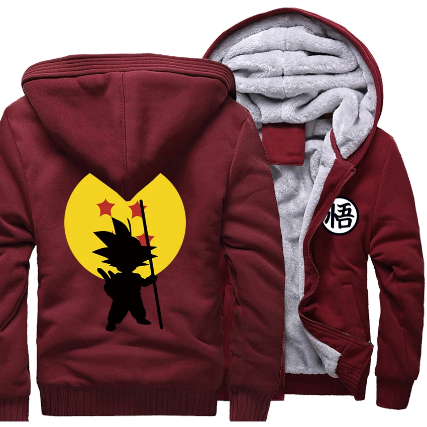Hot Sale Men Clothing Fashion Winter Thick Men's Hoodies Hip Hop Anime Dragon Ball Z Jacket Harajuku Zipper Hipter Coat Top