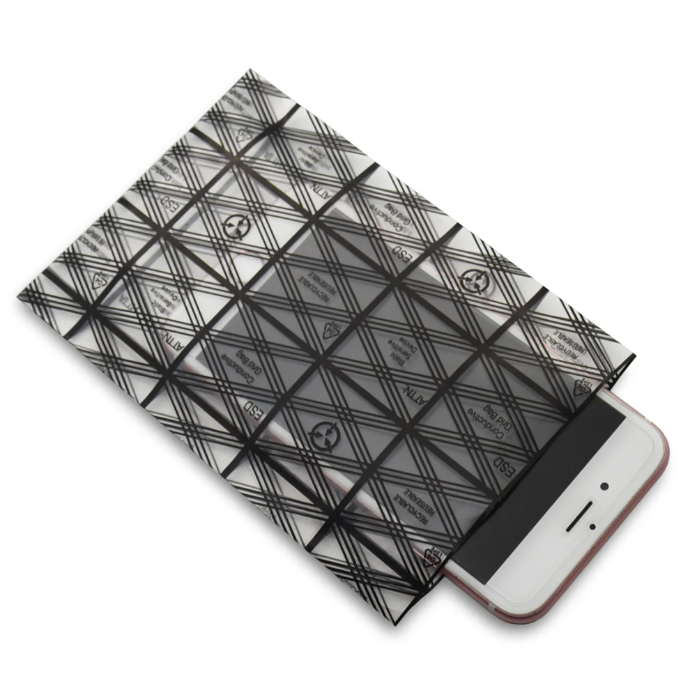 

Open Top Electronic Product Accessories Anti-Static Bags Plaid Printed Antistatic Packaging Bag