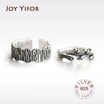 

100% 925 Sterling Silver Open Ring for Women INS Minimalist Irregular branches Pattern Gold Color Jewelry Bijoux Birthday